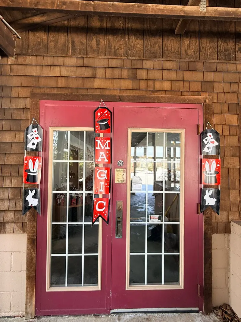 Chapel Hill Venue's shingled front entrance decorated for an event