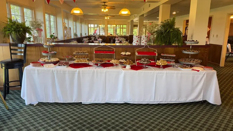 Long dessert buffet arranged in Chapel Hill Venue's open dining space